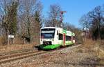 EB 80849 zu sehen bei der Einfahrt am 27.02.17 in Pößneck oberer Bahnhof.