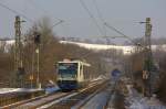 Der 654 009-9 der Rurtalbahn (RTB) fuhr am 31.01.2012 durch Eilendorf.