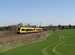 Zwei 1 648 der Oberpfalzbahn zu sehen am 21.04.16 an der Schöpsdrehe bei Plauen/V.