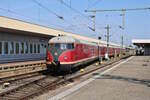 Das Stuttgarter Rössle verlässt Basel Bad Bf. anlässlich des 20 jährigen Jubiläums der trinationalen S-Bahn Basel nach Lörrach Hbf. (17.06.2023)