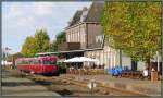 Der Uerdinger Schienenbus der ZLSM am Bahnhof von Simpelveld (NL) wartet auf die Abfahrt nach Kerkrade am 19.Oktober.2014.