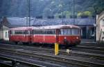 798651 mit Beiwagen 998658 am 5.10.1988 um 11.30 Uhr im BW Siegen.