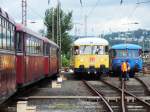 Parade der  UERDINGER-family  beim Lokschuppenfest der EFB im Bahnhof Siegen am  17.8.2014 mit Gastbesuch vom Gleismesswagen/Netzinstandhaltung der DB.