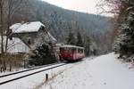 772 141 fährt noch planmäßig zwischen Rottenbach-Katzhütte und zurück. Hier zu sehen als RB 29883 am 03.03.18 bei Mellenbach Glasbach.