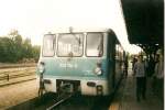 Neustrelitzer 772 114 war im Mai 1998 zum Herrentag beschmckt als Dieser in Putbus hielt.