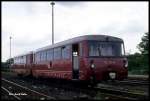 172148 steht am 22.6.1991 im Bahnhof Klostermansfeld für die Fahrt auf der  Wipperliese  bereit.