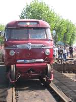 Das  Gesicht  des Schienen-Strassen-Busses am 28.04.2007 im Museum Bochum-Dahlhausen.