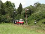 VS 14, VT 8, 626 410 und 626 220 der SAB zu sehen am 08.08 bei der ausfahrt in Münsingen.