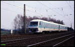 Der damals neue Triebwagen Pendolino 610004 machte am 9.4.1992 Testfahrten zwischen Minden und Neubeckum.