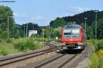 610 510/610 010 mit dem RE 3566 aus Schwandorf richtung Nrnberg bei der Einfahrt in Neukirchen b. Sulzbach-Rosenberg, 02.08.2011