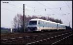 Am 9.4.1992 wurden mit dem damals neuen VT 610004 Probefahrten von Minden aus durchgeführt. Ich fotografierte den  Pendolino  bei Neubeckum, als er zurück nach Minden fuhr.