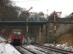 611 045-6 als RE 3206 bei der Ausfahrt Dggingen in Richtung Neustadt(Schwarzw) am 3.1.08