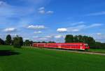 Zwei Vertreter der BR 611 sprinten als IRE 3116 (Ulm Hbf-Basel Bad Bf) bei Otterswang dem Bodensee entgegen. (11.September 2010)