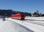 Der 612 124 als RE nach Ulm am 24.12.2017 unterwegs bei Oberstaufen.