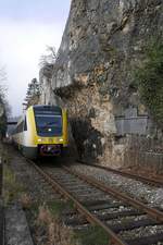 Kurz vor der Einfahrt in den Sigmaringer Bahnhof befindet 612 603 am 25.12.2017 als IRE 3257 auf der Fahrt von Stuttgart nach Aulendorf.