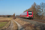 612 665 mit dem RE 3088 aus Cheb nach Nürnberg Hbf bei Waldershof, 27.02.2017