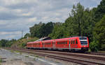 612 156 war am 18.06.18 zusammen mit einem weiteren Triebzug der Reihe 612 von Hof aus als RE nach Nürnberg bzw. Bamberg unterwegs. Hier passiert das Duo Oberkotzau. 
