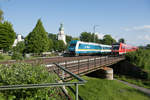 Parallelfahrt von ALX 84111 (München Hbf - Hof Hbf) mit 223 065 und 612 132 als RE 3865 (Bamberg/Nürnberg Hbf - Hof Hbf) bei Oberkotzau, 21.05.2018