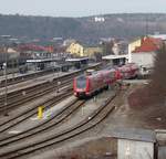 Blick auf den Bahnhof Schwandorf von der Straßenbrücke aus 24.02.2019