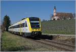 Der VT 612 053 und ein weiterer VT 612 sind als IRE 3045 nach Aulendorf (-> SEV nach Ulm) bei der üppig verzierten barocke Wallfahrts Kirche Birnau unterwegs. 

20. März 2019