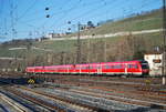 3 Dieseltriebzüge der Reihe BR 612 rangieren am 29. Dezember 2019 in Würzburg Hbf.