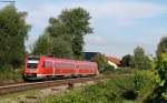 612 077- als RB 22709 (Friedrichshafen Hafen-Lindau Hbf) in Nonnehorn 11.8.11