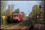 612 109 ist am 31.10.2012 als RE nach Chemnitz bei Anger-Crottendorf unterwegs, wegen Bauarbeiten wurden die Zge ber Borna umgeleitet.