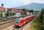 Am 27.Juli 2013 erreichte 612 076 als RE aus Oberstdorf den Bahnhof Immenstadt und hat ihn anschlieend in Richtung Ulm Hbf wieder verlassen.