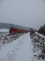 Zwei Triebzüge der BR 612 fährt hier am 26.01.2014 in Oberkotzau.