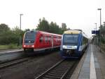 612 512 Regio DB und VT 803 HEX  im Bahnhof von Wallwitz am 05.08.2014