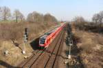 Doppeltraktion 612 auf dem Weg nach Goslar kurz vor Halberstadt am 19.03.2015