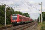 612 134 als RE 3392 (Glauchau–Göttingen) am 15.08.2013 in Hopfgarten (Weimar), aufgenommen vom Bahnsteigende