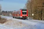 612 153 als RE 5288 von Cheb (Eger) nach Nürnberg Hbf bei Waldershof, 07.02.2015