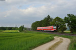 612 060 als RE5291 von Nürnberg Hbf nach Cheb(Eger) bei Waldershof, 23.05.2015    Dieser Triebwagen wurde beim Zugunglück in Freihung am 5.