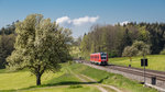 612 638 bzw. 612 138 bei Mollenberg auf dem Weg nach Oberstaufen, weiter kam der Zug auf Grund der Tunnelsanierung des Oberstaufener Tunnels am 29.04.2016 nicht.