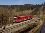 Die 612 150 als RE nach Augsburg am 27.12.2016 unterwegs bei Immenstadt.