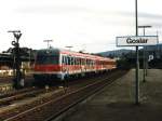 614 066-9/614 065-1 mit RB 5868 Halberstadt-Gttingen auf Bahnhof Goslar am 17-10-1997. Bild und scan: Date Jan de Vries.
