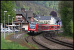 VT 620012 nach Trier am 1.5.2018 um 9.18 Uhr im Bahnhof Kordel.