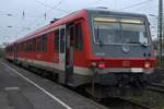 628 687 als RB 37 in Entenfang eingefahren endet hier und kehrt gleich nach Duisburg Hbf zurück. Samstag den 13.1.2018