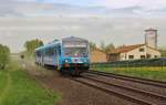 628 423 mit der Werbung für die Gäubodenbahn war am 30.04.18 als Überführung von Mühldorf nach Chemnitz unterwegs.