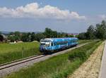 Der 628 424 als RB nach Neufahrn Niederbayern am 21.05.2018 unterwegs bei Hirschling.