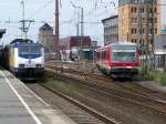 14.07.07 Bremen Hbf, Links steht ME 146-07 kurz vor der Abfahrt nach Hamburg Hbf.