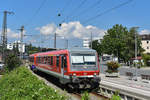 Die  Garnitur  aus 628 434 mit 928 446 verkehrte am 09.08.20 als ET426 Ersatz zwischen Traunstein und Ruhpolding. hier im Bahnhof Traunstein