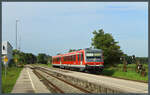 Zahlreiche 628 sind noch rund um Mühldorf im Einsatz. Am 18.09.2023 erreicht 628 426 den Bahnhof Schwindegg. Rechts sind die Stellgewichte für das mechanische Stellwerk zu sehen.