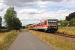 DB 628 441 und 628 445 verlassen Lampertsmühle-Otterbach in Richtung Kaiserslautern Hbf. (17.07.2023)