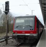 Am 15.03.2002 ist noch ein Triebwagen der BR 628 zwischen Tessin und Wismar anzutreffen.