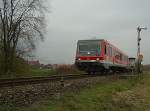 Der 628 612 unterwegs von Burghausen nach Mhldorf am 30.10.2007 bei Alttting.
