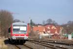 628 273 als Regionalbahn aus Wrth (Rhein) Bahnhof nach Lauterbourg kurz vor Erreichen des Bahnhofes Lauterbourg, 26.01.08.