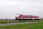 Ein VT der BR 628/928 als RB Naumburg(S)Hbf-Artern in der Nhe des Haltepunktes Reinsdorf.