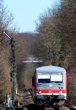 928 603 als Regionalbahn von Bad Friedrichshall-Jagstfeld nach Heidelberg ber Sinsheim und Meckesheim am Esig von Bad Rappenau, 08.02.08.